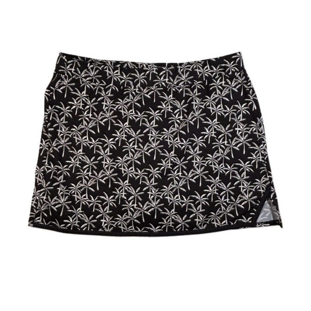 Crown & Ivy Skort Black Palm Tree Print Activewear Women XXL Excellent